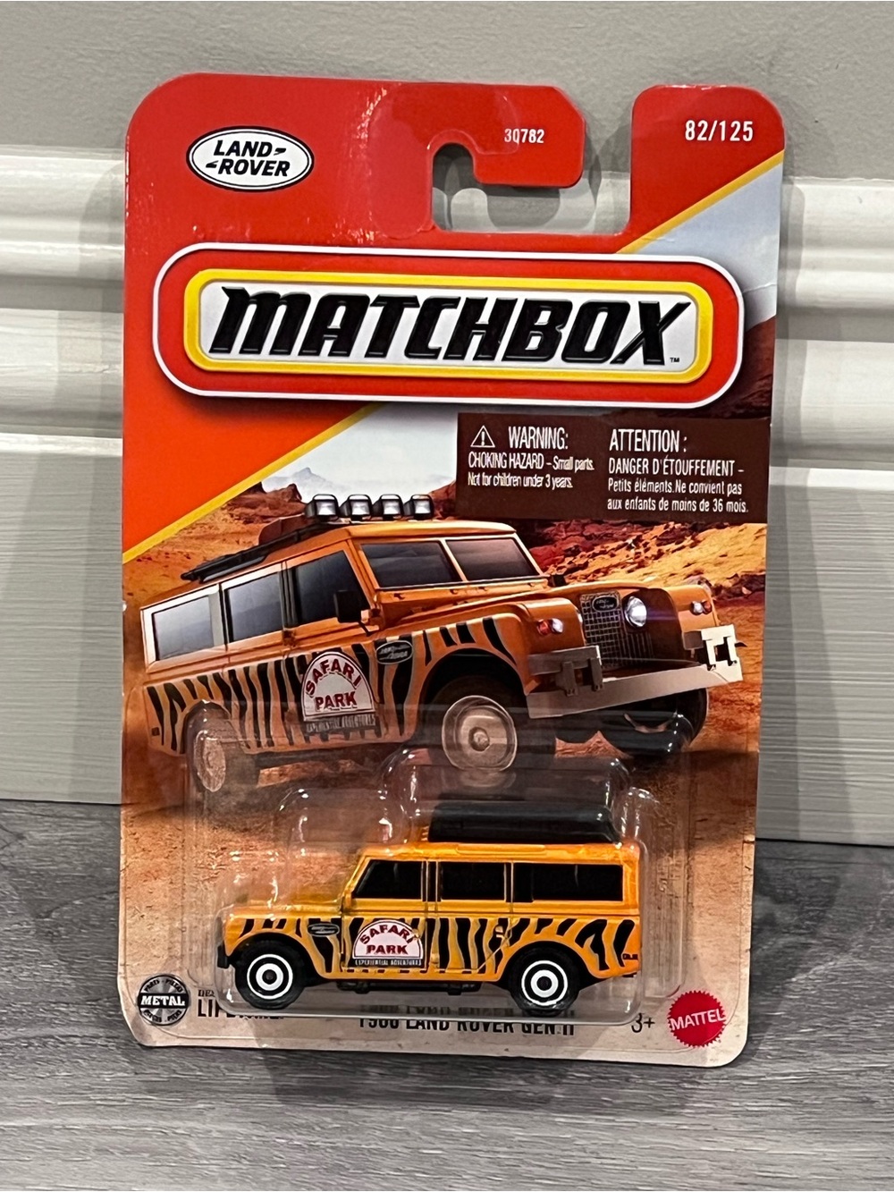 Matchbox Safari Park Land Rover Toy - Orange & Black